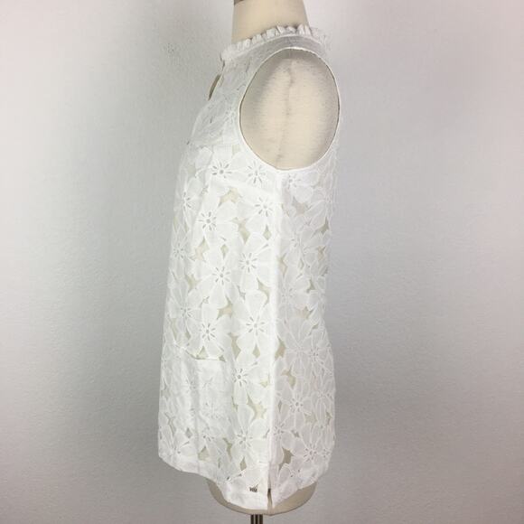 Modcloth White Floral Lace Sleeveless Cottagecore Top XS - Picture 4 of 6